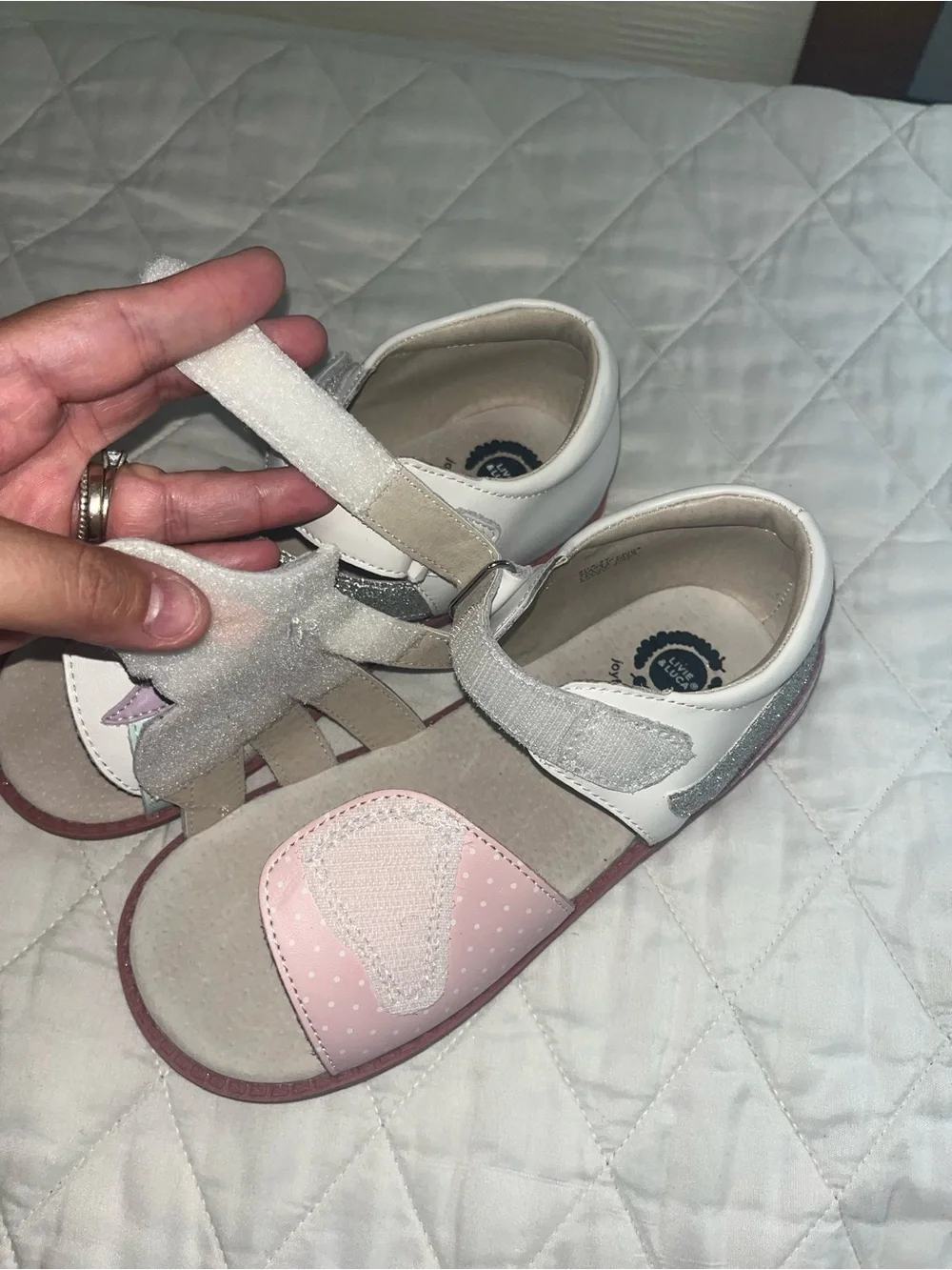 Livie & Luca Girls' Unicorn Silver Pink Mint Purple Sandals size 2 youth